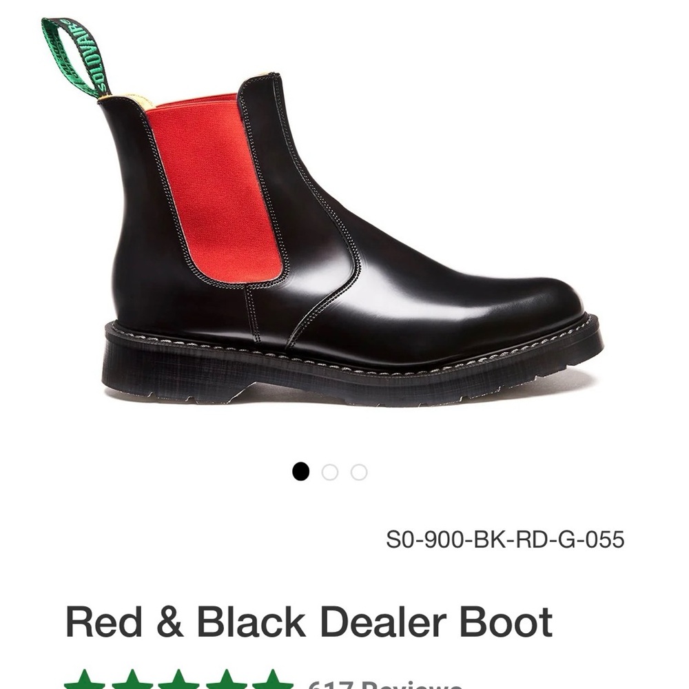 Solovair Black and Red Dealer Boot (Chelsea style)